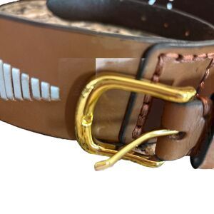 Cuirum Barcelona Spain Leather Designer Wide Belt Hand Tooling Size 95 EUC‎